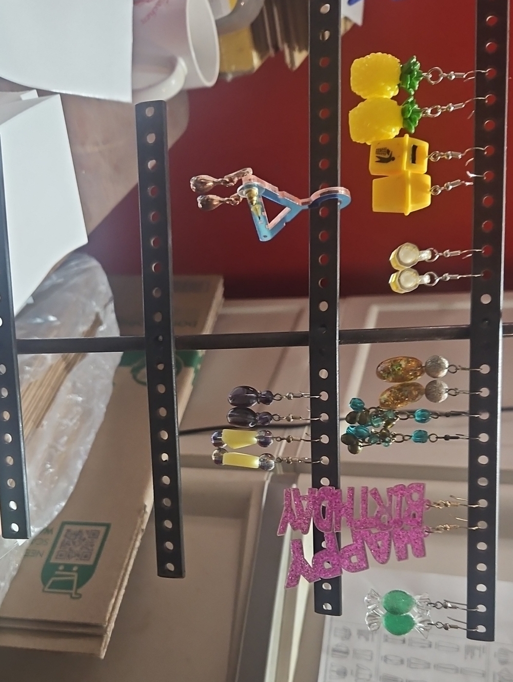 Variety of eclectic earrings,